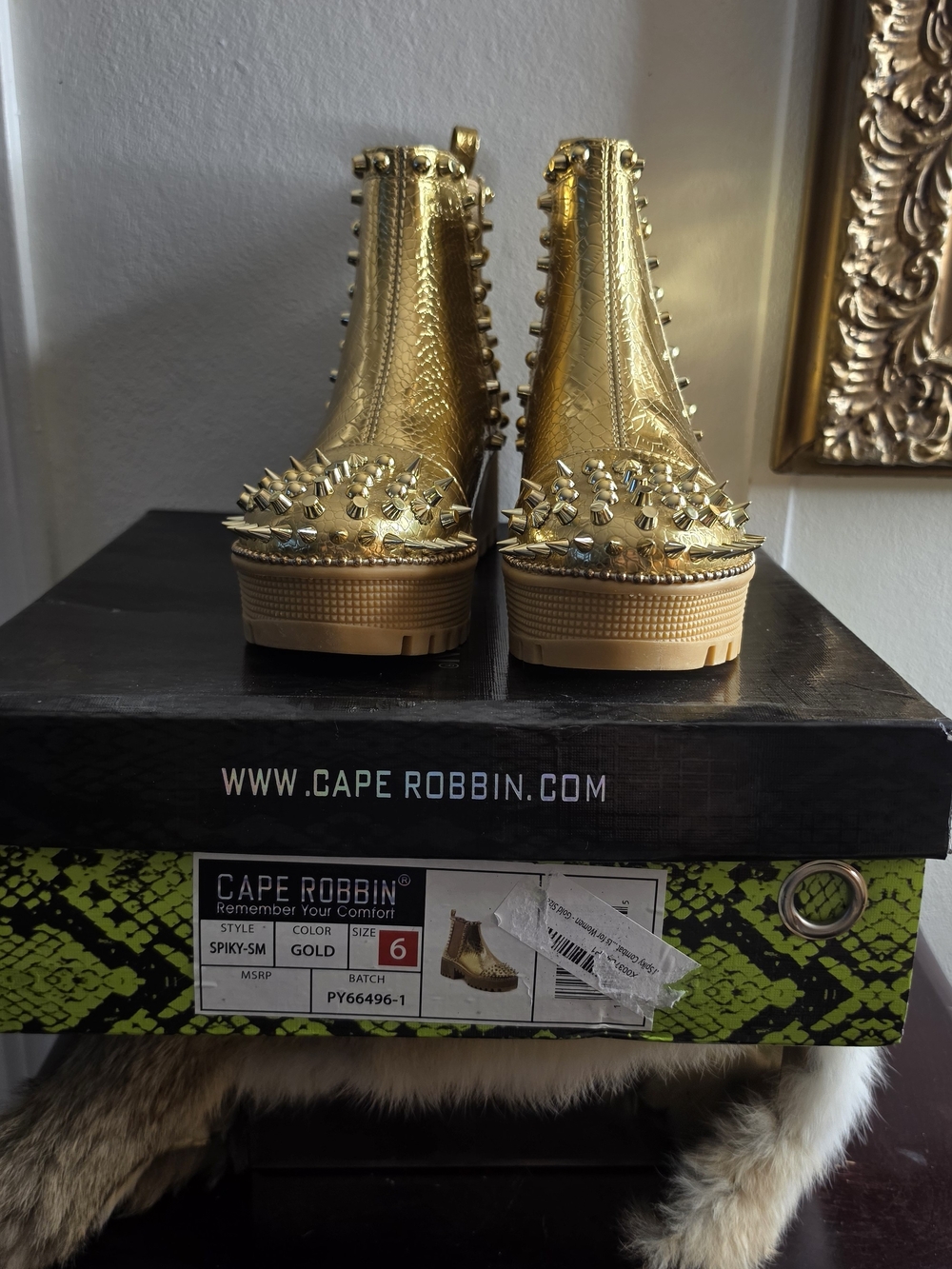 Cape Robbin Gold Studded Platform Ankle Booties Size 6